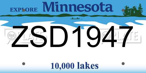 ZSD1947 Minnesota License Plate