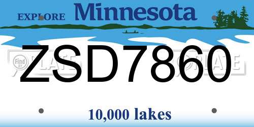 ZSD7860 Minnesota License Plate