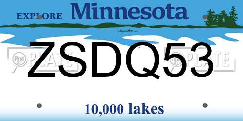 ZSDQ53 Minnesota License Plate