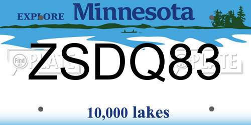 ZSDQ83 Minnesota License Plate