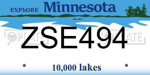 ZSE494 Minnesota License Plate