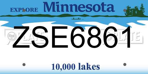 ZSE6861 Minnesota License Plate