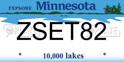 ZSET82 Minnesota License Plate