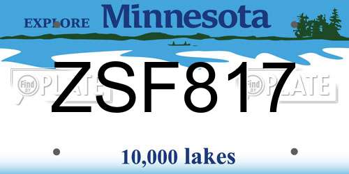 ZSF817 Minnesota License Plate