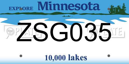 ZSG035 Minnesota License Plate