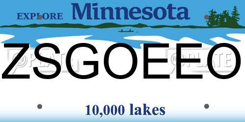 ZSGOEEO Minnesota License Plate