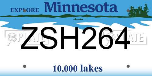 ZSH264 Minnesota License Plate