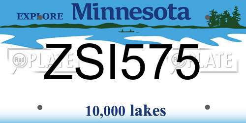 ZSI575 Minnesota License Plate