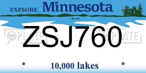 ZSJ760 Minnesota License Plate