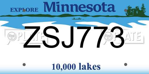ZSJ773 Minnesota License Plate