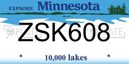 ZSK608 Minnesota License Plate