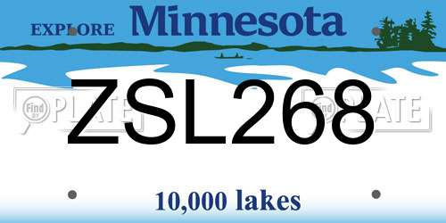 ZSL268 Minnesota License Plate