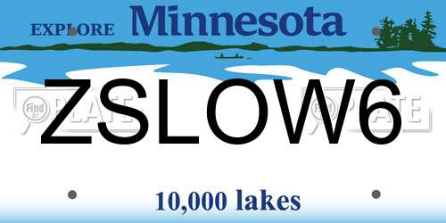 ZSLOW6 Minnesota License Plate