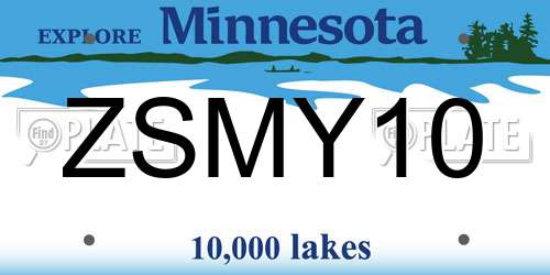 ZSMY10 Minnesota License Plate