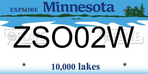 ZSO02W Minnesota License Plate