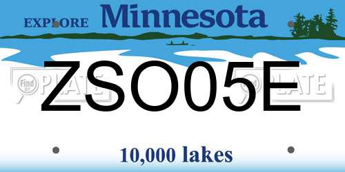 ZSO05E Minnesota License Plate