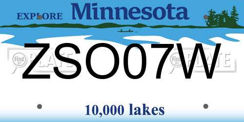 ZSO07W Minnesota License Plate