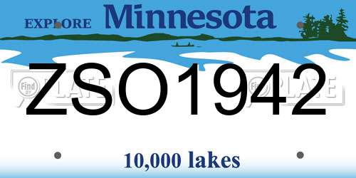 ZSO1942 Minnesota License Plate