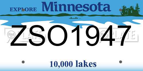 ZSO1947 Minnesota License Plate