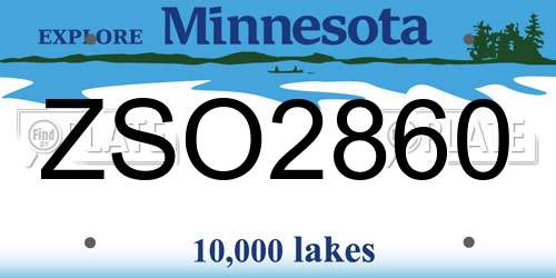 ZSO2860 Minnesota License Plate