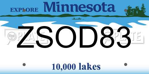 ZSOD83 Minnesota License Plate