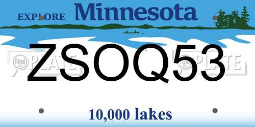 ZSOQ53 Minnesota License Plate