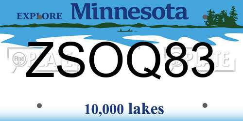 ZSOQ83 Minnesota License Plate
