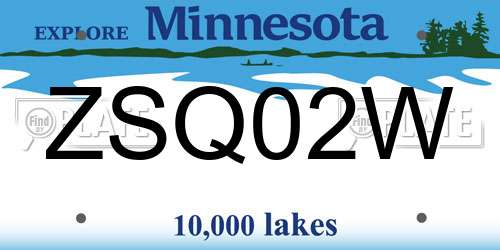 ZSQ02W Minnesota License Plate