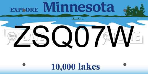 ZSQ07W Minnesota License Plate