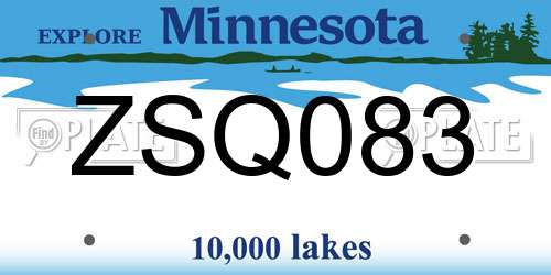 ZSQ083 Minnesota License Plate