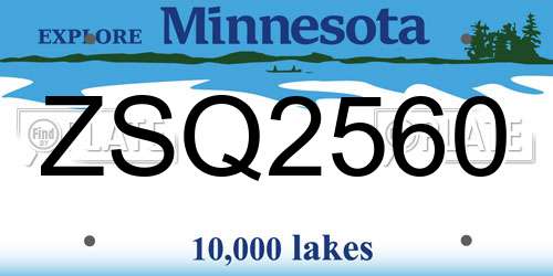ZSQ2560 Minnesota License Plate