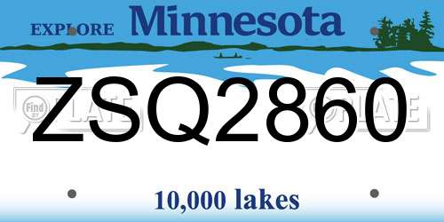 ZSQ2860 Minnesota License Plate