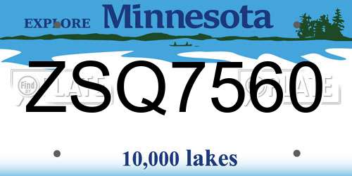 ZSQ7560 Minnesota License Plate