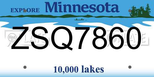ZSQ7860 Minnesota License Plate