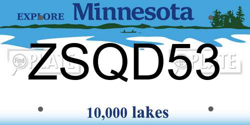 ZSQD53 Minnesota License Plate