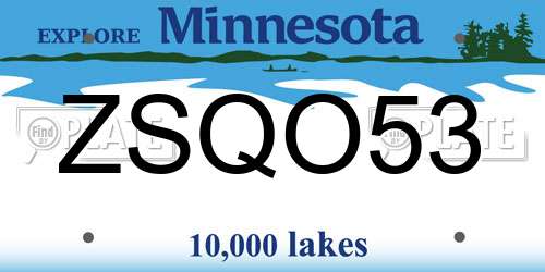 ZSQO53 Minnesota License Plate