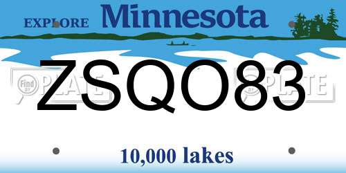 ZSQO83 Minnesota License Plate