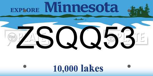ZSQQ53 Minnesota License Plate