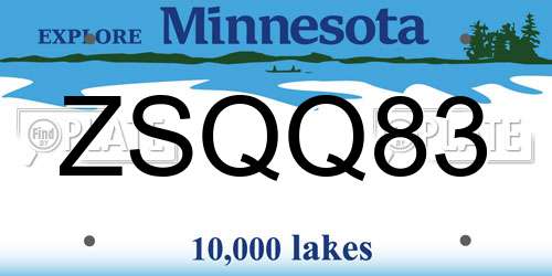 ZSQQ83 Minnesota License Plate