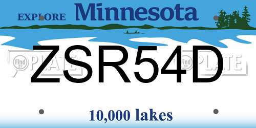 ZSR54D Minnesota License Plate