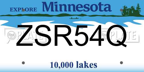 ZSR54Q Minnesota License Plate
