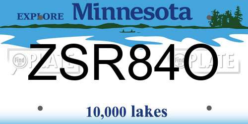 ZSR84O Minnesota License Plate