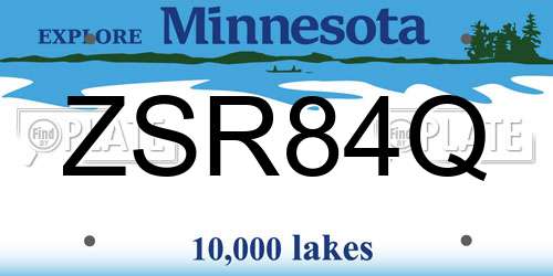 ZSR84Q Minnesota License Plate