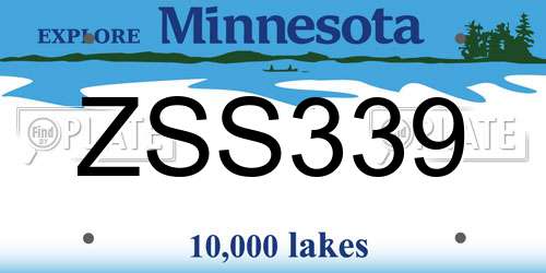 ZSS339 Minnesota License Plate