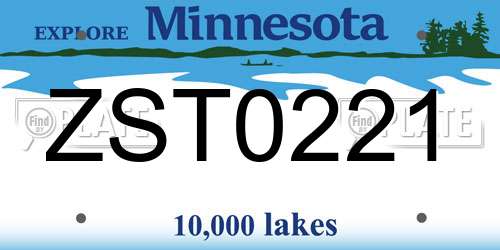 ZST0221 Minnesota License Plate