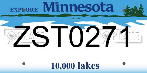 ZST0271 Minnesota License Plate