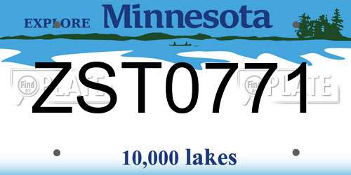 ZST0771 Minnesota License Plate