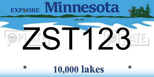 ZST123 Minnesota License Plate