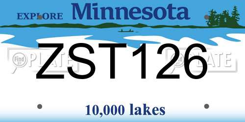 ZST126 Minnesota License Plate