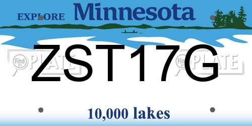 ZST17G Minnesota License Plate